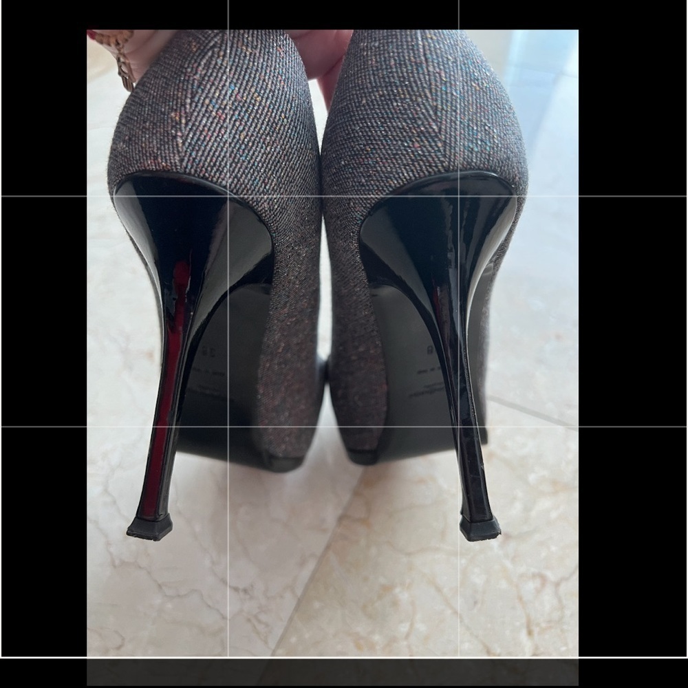 Yves Saint Laurent Metallic Gray Platform Pumps - Picture 16 of 16